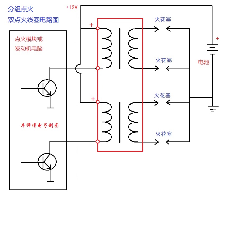 分组双点火线圈电路图